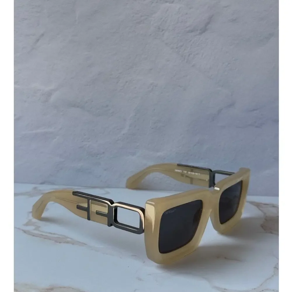NEW Off White Boston Beige Square Unisex Sunglasses